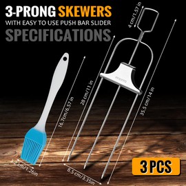 3PCS Grilling Savant 3 Way Skewers,14 Inch Metal Skewers for Grilling,Easy to Use Push Bar Slider, BBQ Accessory, Perfect for Meat,Veggies,Fruits,Marshmallow Roasting Sticks Grill Kabob Skewer.