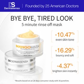 DS Dermasensa Moisturizing Peptide Mask, Brightening Rinse Off Mask with Vitamin A, C and E, Anti Aging Face Mask for Brighter Younger Bouncy Skin with Radiance
