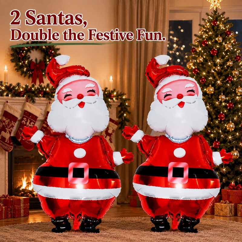 Giant Santa Claus Foil Balloons for Christmas Decor – 2-Pack