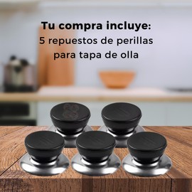 VERALY.MX | 5 Piezas Perillas Repuesto Universal Acero Inoxidable Resistentes al Calor Agarradera, Mango Olla, Tapa Sartenes, Utensilio Accesorio de Cocina, Pomo Cacerola