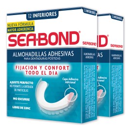 Almohadillas Adhesivas Inferiores Sea Bond para Dentaduras Postizas 2 pack 12 Piezas cada