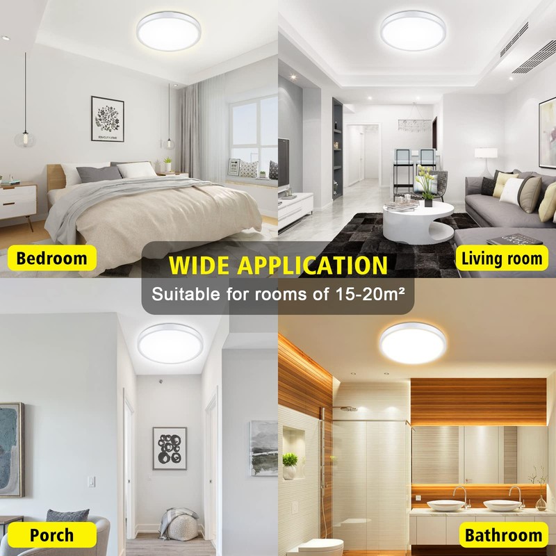 Smanu Dimmable LED Ceiling Light Panel with Remote Control,24W 2200LM,3000K-6000K,Night