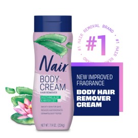 Crema corporal calmante Nair depiladora aloe y nenúfar 7,9 oz