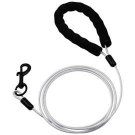 Dog Leash with Hooks Stainless Steel, Water Chew Proof for Medium and Small Dogs 5FT Wire Alloys Camping with Soft Handle(Silver 5FT)