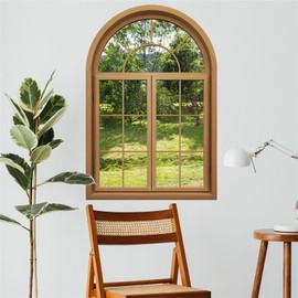 SMAOSTORE (also) Wall Sticker, Fake Window, Window Scenery, Green, Stylish, Children, Room, Bedroom, Living Room, Bedroom, Girl, Background, Waterproof, Removable Wall Sticker, Wallpaper Sticker