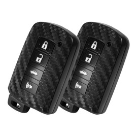 WORCAS 2 Pcs Key Fob Case Carbon Fiber Pattern Silicone Cover Compatible with Toyota Avalon Camry Corolla Highlander Land Cruiser Prius C V Compatible with RAV4 HV Sequoia Tacoma Tundra 3 4 Button
