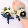URROMA Wrist Corsage and Boutonniere Set, Blue and Yellow Rose