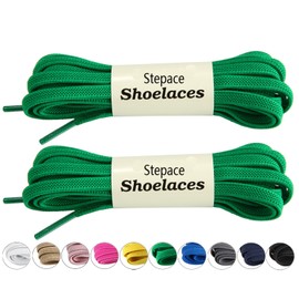 Stepace [2 Pairs] Flat Elastic Shoe Laces for Sneakers 31"-63" Length 11 Colors Stretch Shoelaces Green 100