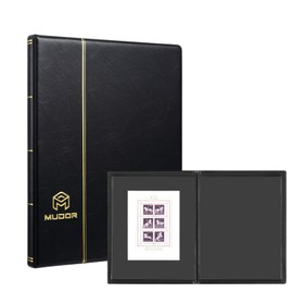 MUDOR Stamp Albums for Collectors, 1 Pockets Stamp Book for Collectors, 10 Sheets Stamp Stockbook, Black