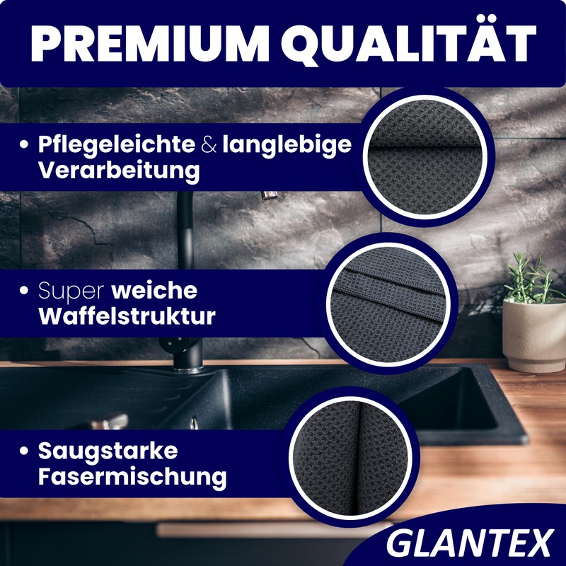 GLANTEX 4 x Waffle Towels - Premium Microfibre Drying Cloth