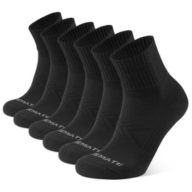 Closemate 6 Pack Mens Ankle Athletic Socks Cushioned Running Sports Cotton Quarter Socks(6Black-A, Size M)