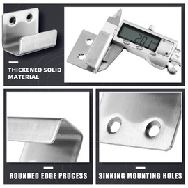 Luomorgo 10 Pcs Tile Display Wall Hanger, Stainless Steel Wall Mount Brackets Hook, Heavy Duty Tile Hanger for Mirrors, Picture Frame Ceramic Wall Display (Large Size, Silver)
