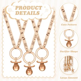 Junkin 60 Pieces Baby Shower Pacifiers Necklace Acrylic Baby Pacifiers Party Favors Pacifiers Charm Pacifiers Necklace for Baby Shower Party Decorations, Girl Style(Brown)