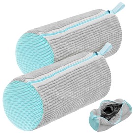 Kisvic Shoe Wash Bag Washing Machine, 2 Pieces Shoe Bag Bags for Washing Machine and Dryer, 360° All-Round Cleaning, Laundry Net Shoes (Grey, 39 x 19 cm)