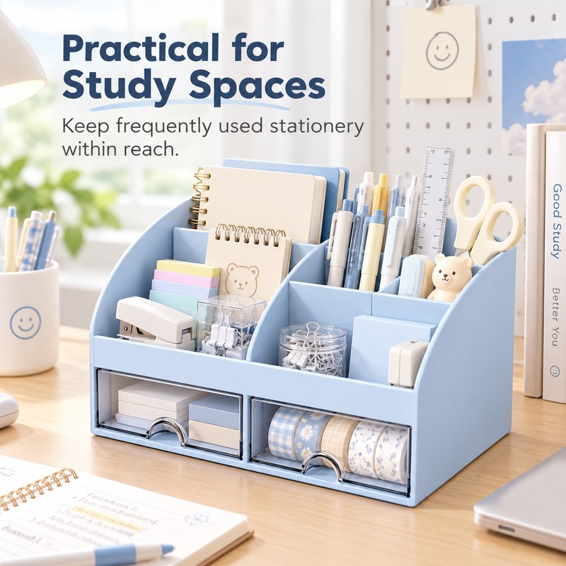 Desktop Organizer with Drawers for Office Supplies – Multi-Compartment Storage