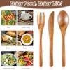 Geiserailie 12 Pcs Wooden Utensils for Eating Set Wooden Spoon