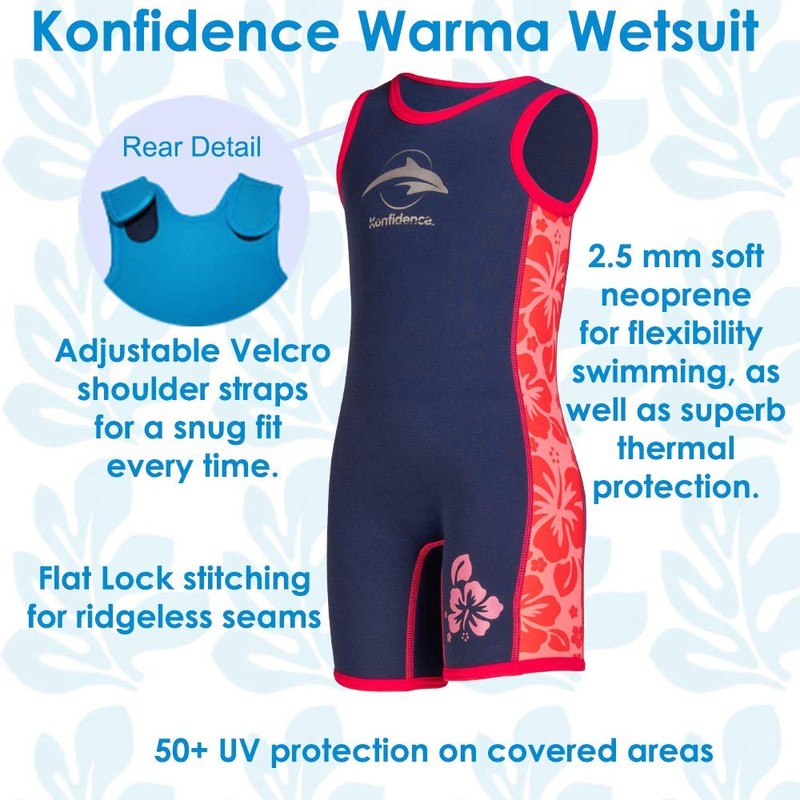Konfidence Warma Children's Wetsuit - Navy/Pink/Hibiscus (2-3 Years)
