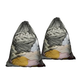 Large Laundry Bag Net Washing Bag 23x35 inch Durable Mesh Laundry Bags with Lockable Drawstring for Huge Clothes Delicates (2Pack Black)