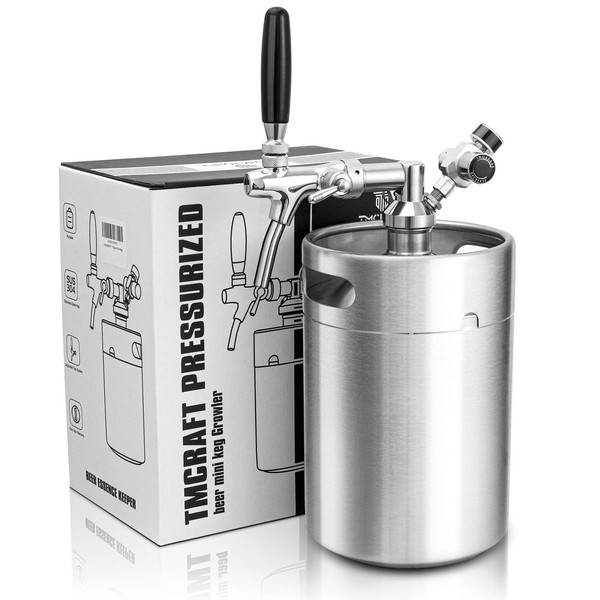 TMCRAFT 170oz Mini Keg Growler, Pressurized Stainless Steel Home Keg