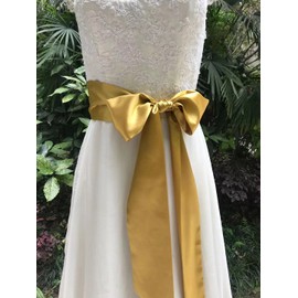 AIMECHA Special Occasion Dress sash bridal belts wedding sash 4'' Wide Double Side (Gold)