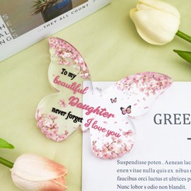Adult Daughter Christmas Gifts To My Daughter from Mom Dad Stocking Stuffers for Daughters Butterfly-Shaped Acrylic Plaque Daughters Gifts Mothers Day Birthday