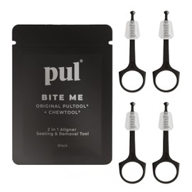 PUL Pack of 4 Reusable 2-in-1 Aligner Seating Chewie & Removal Tool — Compatible with Invisalign, Removable Braces, Retainers & Trays – Easy-to-Use Remover & Chew, Dental & Oral Hygiene Care – Black