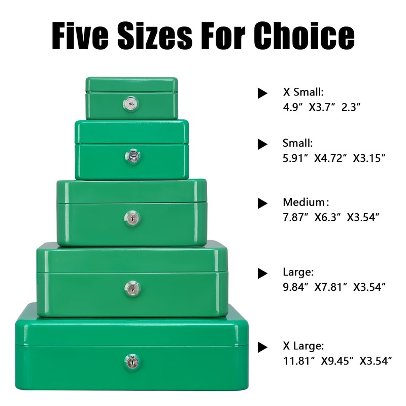 KYODOLED Large Lock Box with Money Tray,Storage Cash Box with