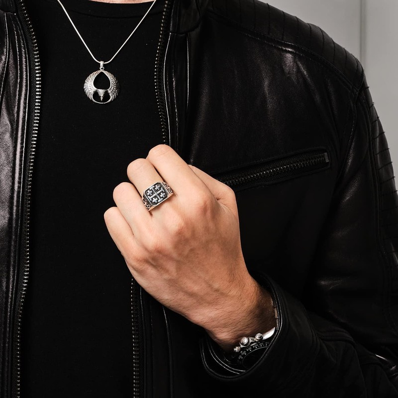 Treasure Bay Classic Large Sterling Silver Ring For Men (T)