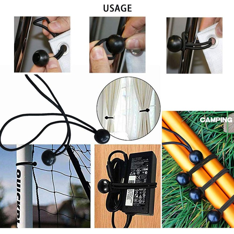 AOPRIE 30 Pack Bungee Balls 9Inches Black Ball Bungee Heavy