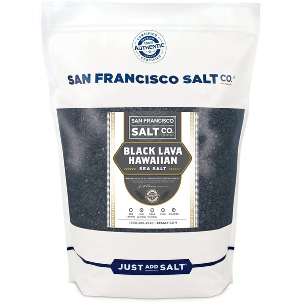 Black Lava Hawaiian Sea Salt - 5 lb. Bag Coarse Grain by San Francisco Salt Company