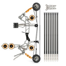 10.9" Mini Archery Bow Set 10 Lbs Mini Compound Bow Mini Hunting Bow RH for Hunting Shooting Practice Archery Entertainment Fun (Orange with 8 Arrow)
