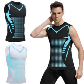 2025 New Version Ionic Shaping Vest, Pack of 2 Ionic Shaping Men's Comfortable and Breathable Ice Silk Fabric for Men, Black and White