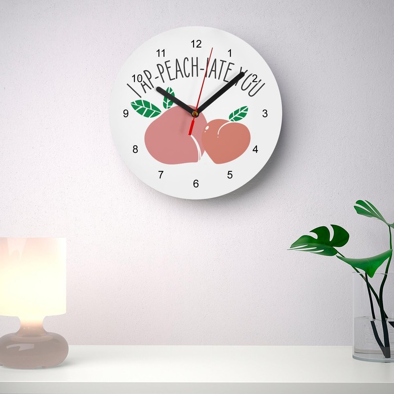 Glass Wall Clock - I Appeachiate You Pun Food Fruit