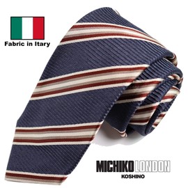 Michi Korondon Necktie, Brand, Italian Fabric, Japanese Sewing, Fabric in Itary, Striped Pattern, Series, 100% Silk, Present, Gift, Gift, Unisex, Unisex, MKI-006-A Bull Grey