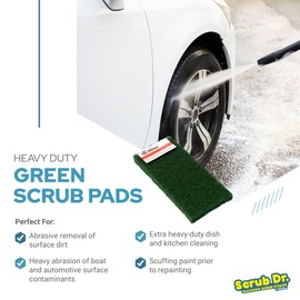 The Tile Doctor Multipurpose Scrub Pad - Ideal for Bathroom, Kitchen & Floor Cleaning - Non-Scratch Dish Sponge & Shower Scrubber - Commercial Grade - (Green - Heavy Duty, 6 Pack)
