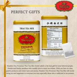Number One Original ChaTraMue Thai Tea Mix for Boba, Hot, and Iced Tea (Gold Label 50 Tea Bags)
