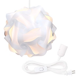 kwmobile Hanging Puzzle Lamp Kit - 15.7" (40cm) Modern Ceiling Pendant Light with 30-Piece Shade to Assemble and 15ft Plug-in Power Cord - Size XL