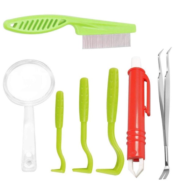 HUSHUI Tick Remover Tool Set, 7 Piece Pet Dog Tick