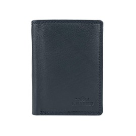 CHARRO Vertical Genuine Leather Wallet for Men Women Slim No Coin Pocket with Gift Box, Dark blue 71, Casual