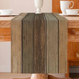 ViaElayu Table Runner Brown 33 x 183 cm Planks Antique Old Rustic Wood Modern Spring Table Runner Doilies Seasonal Kitchen Table Decoration Washable Indoor Holiday Party Table Decor
