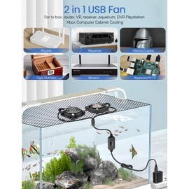 Wathai 2 x 50 mm USB Mini Fan with 3 Speed Levels 5 V Compact Fan for PC, Aquarium, Raspberry Pi, Radiator Cooling