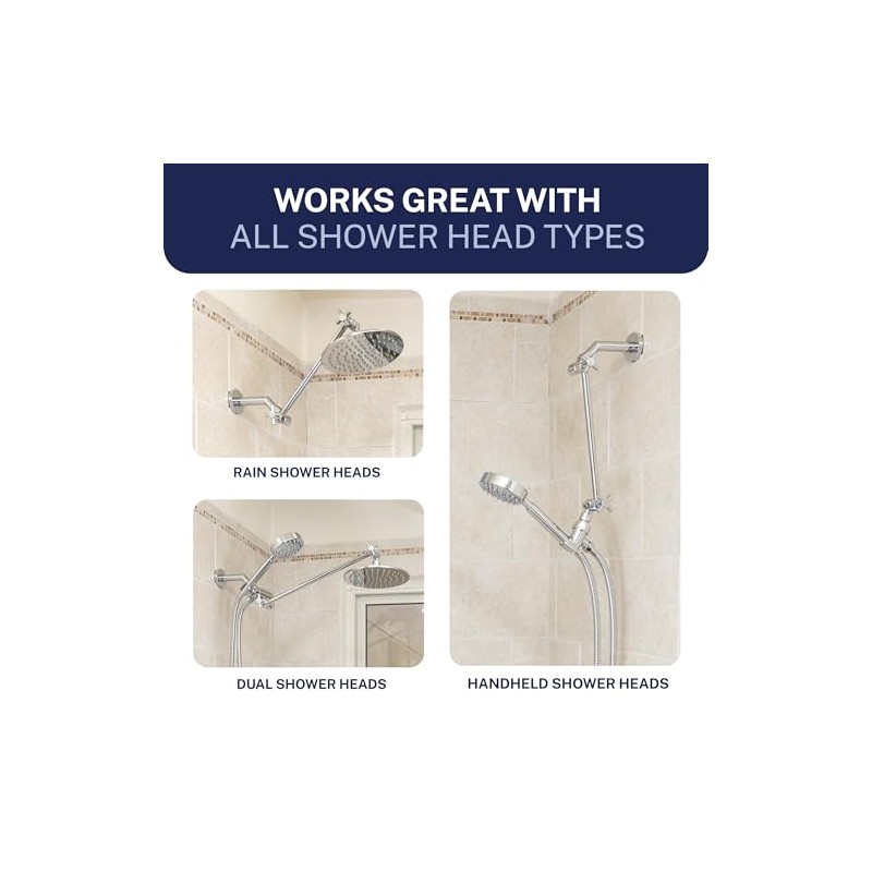 HammerHead Showers® Solid Metal 12-Inch Adjustable Shower Extension Arm –