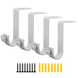 Paquete de 4 soportes para barra de cortina de techo para barra de cortina de 1 pulgada para barra de cortina resistente para sala de estar, recámara, color blanco