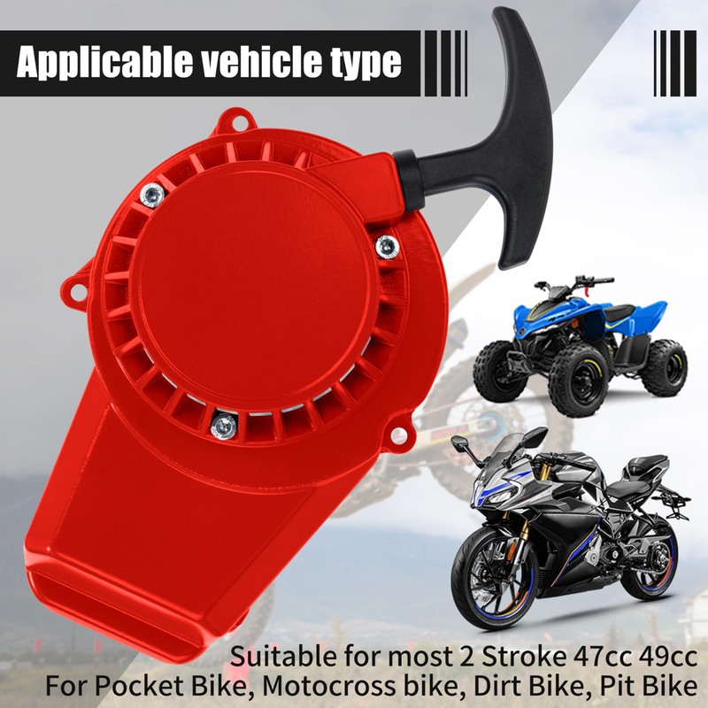 Tunejoy Pull Starter Motorcycle Recoil Starter Pocket Bike Aluminium Easy