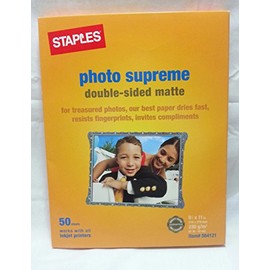 Staples Photo Supreme Double-sided Matte Photo Paper for ALL Inkjet Printers