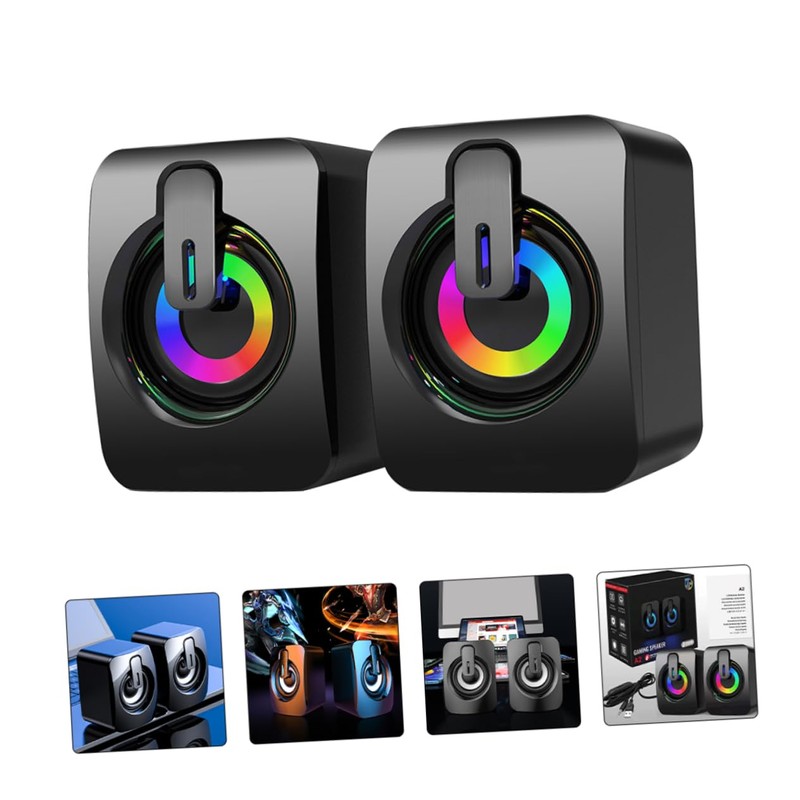 TEHAUX 1Pair Gaming Speakers with Subwoofer USB Wired Desktop Soundbox