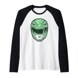 Power Rangers St. Patrick's Day Shamrock Fill Helmet Raglan Baseball Tee