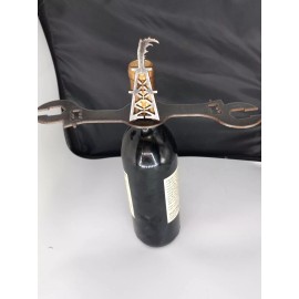 Metrotex Laser Cut Oil Derrick With Flame,  And 2-Stem For Long Glasses, Bottle Topper