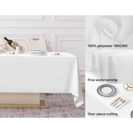 Surmente 10 Pack White Rectangle Tablecloth 60 x 102-inch Rectangular Polyester Table Cloth for Weddings, Banquets, or Restaurants