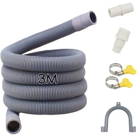 Quanerba Drain Hoses 3 m for Washing Machines, Drain Hose for Dishwasher, Drain Hose Extension Hose, Waste Water Hose, Dishwasher Hose for Dishwasher (3 m (118 inches)